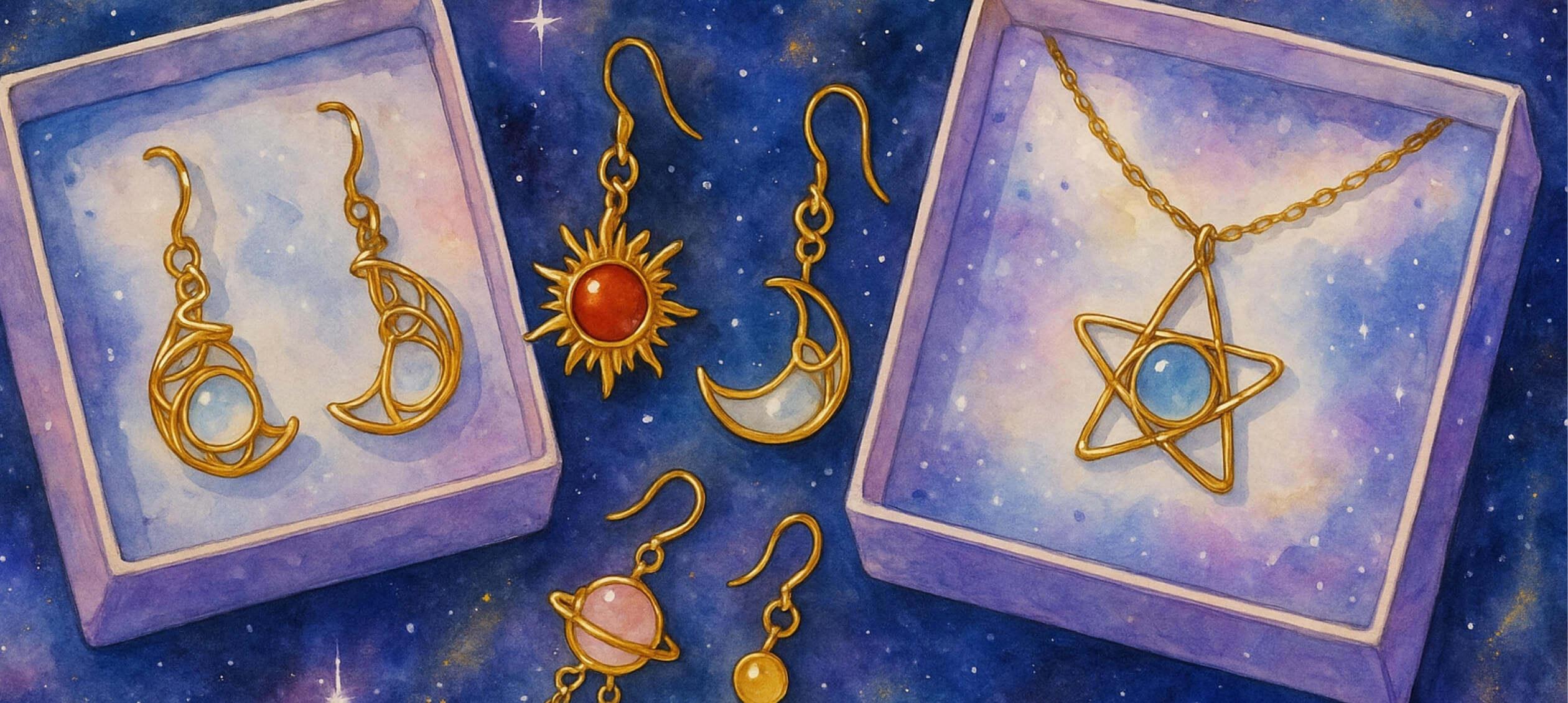 elestial Collection of healing crystals and moon star jewelry from Laganna Sri Lanka
