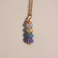 Lady of the Lake Dawn Candy Jade necklace blush pink cream lavender stacked bead pendant gold chain flat lay handcrafted Laganna