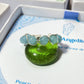  Blue Angelite braided ring in gold wire wrap with jewelry box, handmade Sri Lankan healing crystal ring for peace and spiritual connection