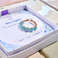 Blue Angelite Braided Ring gold wire wrapped blue stone beads in Laganna gift box blue card Peace Trust Guidance, handmade healing crystal ring Sri Lanka Laganna
