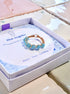 Blue Angelite Braided Ring gold wire wrapped blue stone beads in Laganna gift box blue card Peace Trust Guidance, handmade healing crystal ring Sri Lanka Laganna
