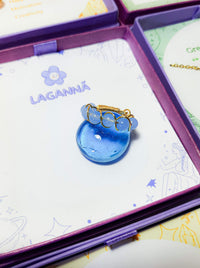  Blue chalcedony braided ring in gold wire wrap with jewelry box, handmade Sri Lankan healing crystal ring for throat chakra and communication