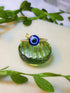 Gold blue evil eye protection ring featuring handmade Sri Lankan spiritual jewelry design, adjustable wire wrapped healing crystal ring perfect as boho evil eye talisman and protective amulet for anxiety relief and chakra balancing meditation