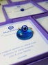Blue evil eye seed bead ring in gold wire wrap with jewelry box, handmade Sri Lankan protective talisman ring for spiritual protection and good luck