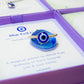 Blue evil eye ring with elegant Laganna jewelry box showing handmade silver protection ring packaging, Sri Lankan artisan spiritual jewelry gift set featuring wire wrapped healing crystal ring as evil eye talisman with premium presentation box