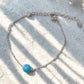 Blue Moon bracelet with frosted agate in silver wire wrap dainty design, handmade Sri Lankan healing crystal bracelet for throat chakra and emotional balance