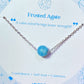 Blue Moon bracelet with frosted agate jewelry box closeup, handmade Sri Lankan silver wire wrapped healing crystal bracelet for throat chakra and tranquility