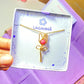Pink chalcedony blush rose pendant necklace ready for gifting in elegant Laganna jewelry box packaging - handmade gold wire wrapped healing crystal jewelry crafted in Sri Lanka, perfect gift-ready presentation