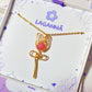Handmade pink chalcedony blush rose pendant necklace with gold wire wrapping, beautifully presented in Laganna jewelry box - healing crystal jewelry crafted by Sri Lankan artisans, perfect feminine gift for self-love