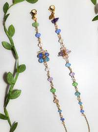 Butterfly & Crescent Glass Bead Eyeglass Chain – Handmade Multicolor Artisan Eyewear Holder with Celestial Moon & Flower Charms Laganna Jewelry Sri Lanka