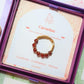 Carnelian braided ring in gold wire wrap with jewelry box, handmade Sri Lankan healing crystal ring for sacral chakra and creative expression