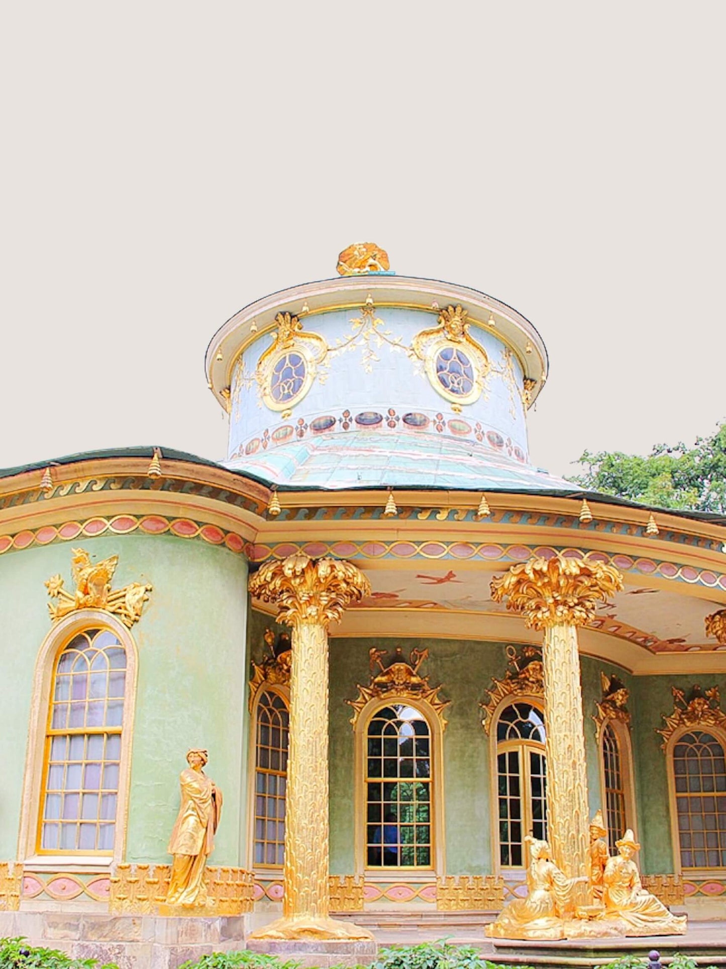 Traditional Chinese tea house palace architecture inspiration handmade crystal bracelet design rose quartz amethyst green aventurine healing stones spiritual jewelry bohemian