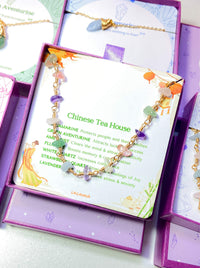 Aesthetic Chinese Tea House crystal bracelet rose quartz green aventurine amethyst purple jade aquamarine fluorite stacked jewelry boxes premium spiritual gifts women handmade Sri Lanka
