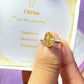 Citrine irregular stone ring in silver wire wrapped design with jewelry box held in hand showing handmade healing crystal gift set, Sri Lankan artisan abundance ring featuring natural yellow gemstone perfect as prosperity jewelry gift for confidence and solar plexus chakra balancing