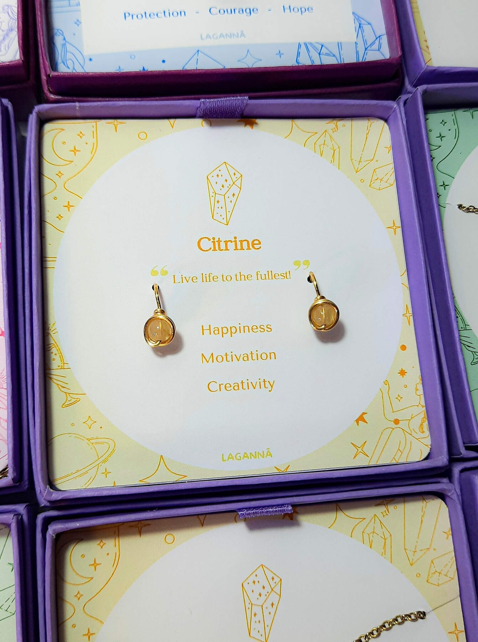 Citrine Mini Round Stud Earrings handmade wire-wrapped crystal jewelry for motivation, joy, and confidence - artisan healing stone studs crafted in Sri Lanka with natural golden citrine gemstone beads
