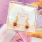 Crescent moon dangle earrings with carnelian jewelry box packaging, handmade Sri Lankan gold wire wrapped celestial earrings gift for courage and creativity