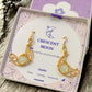 Elegant Crescent Moon Dangle Earrings featuring luminous Opalite stones, handmade gold wire wrapped celestial jewelry from Sri Lanka by Laganna - mystical bohemian accessories for spiritual transformation