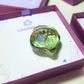 Dainty round blue chalcedony ring in gold wire wrap with jewelry box, handmade Sri Lankan healing crystal ring for calm and tranquility