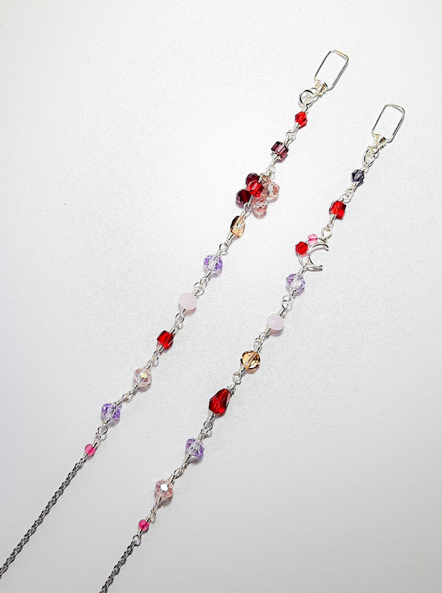Flower & Crescent Glass Bead Eyeglass Chain