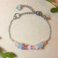 Elegant French Palace Bracelet in silver wire wrap with healing rose quartz, aquamarine and fluorite stones, romantic 18th century Rococo inspired jewelry handmade in Sri Lanka