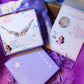French Palace Bracelet in elegant gift box packaging, silver wire wrapped crystal jewelry with rose quartz and aquamarine, perfect romantic gift handmade in Sri Lanka