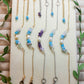 Freshwater Lake and Purple Lake Bracelet collection in gold and silver wire wrap showcasing water-inspired crystal jewelry palette, handmade in Sri Lanka