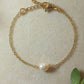 Freshwater pearl bracelet in gold wire wrapped design closeup full look, handmade Sri Lankan pearl jewelry for purity and grace
