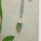 Laganna handmade green aventurine irregular stone silver necklace for luck, wealth and success