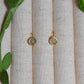 Green Aventurine Mini Round Stud Earrings packaging with crystal meaning card - handcrafted wire-wrapped healing jewelry gift from Sri Lanka featuring natural green aventurine stone for luck, wealth, and success
