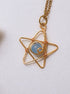 Beautiful heavenly blue star necklace with blue chalcedony on clean white background side view, featuring delicate celestial gold wire wrapping - artisan-crafted healing crystal jewelry handmade in Sri Lanka by Laganna