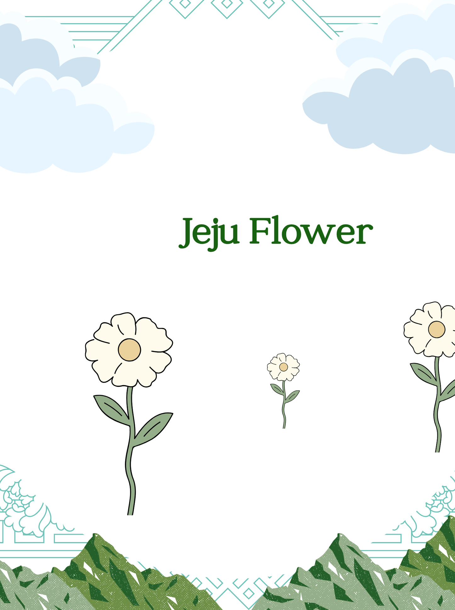 Artistic illustration of the Jeju Flower Bracelet design showing wire-wrapped crystal healing stones inspired by Korean buckwheat flowers, handmade feminine jewelry art from Sri Lanka