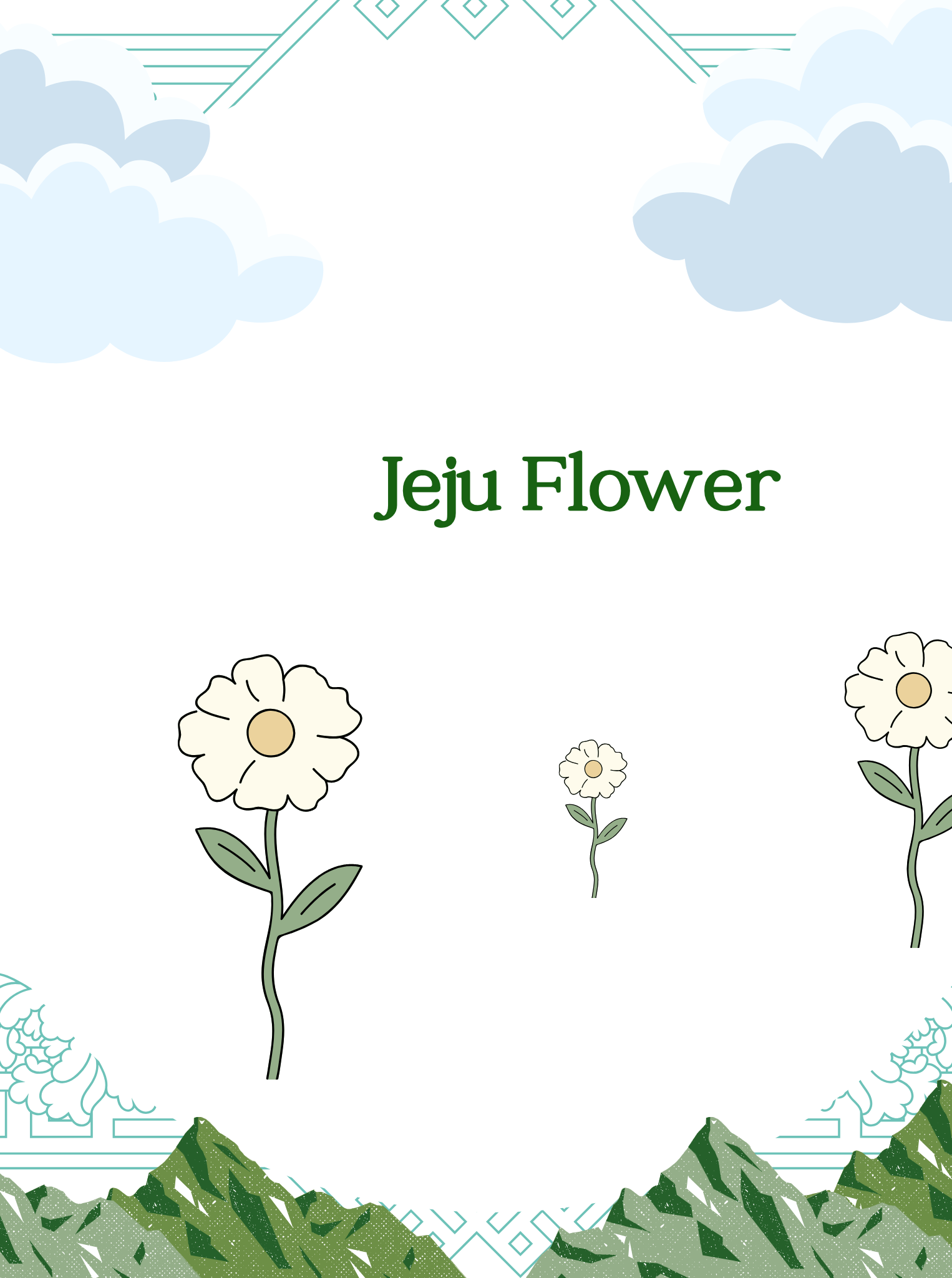 Artistic illustration of the Jeju Flower Bracelet design showing wire-wrapped crystal healing stones inspired by Korean buckwheat flowers, handmade feminine jewelry art from Sri Lanka