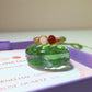  Love Duo ring with rose quartz and carnelian in jewelry box, handmade Sri Lankan gold wire wrapped dual crystal ring for heart chakra and confidence