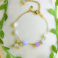 Handmade Mount Goryeo Bracelet featuring wire-wrapped healing crystals including aquamarine, citrine, and blue chalcedony, inspired by Korean Goryeosan mountain landscape, artisan jewelry crafted in Sri Lanka