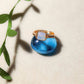 Opalite square stone ring with aesthetic styling, handmade Sri Lankan gold wire wrapped healing crystal ring for crown chakra and spiritual growth