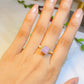 Purple jade square stone ring worn on hand showing handmade gold wire wrapped healing crystal jewelry lifestyle, Sri Lankan artisan crown chakra ring featuring natural geometric purple gemstone perfect as boho wisdom ring and spiritual amulet for meditation and enlightenment daily wear