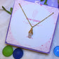 Rose quartz irregular stone necklace in gold wire wrap with jewelry box, handmade Sri Lankan healing crystal pendant for heart chakra and self-love
