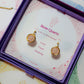 Rose Quartz Statement Round Stud Earrings close-up detail showing natural soft pink stone - handmade wire-wrapped crystal healing jewelry from Sri Lanka for unconditional love and heart healing
