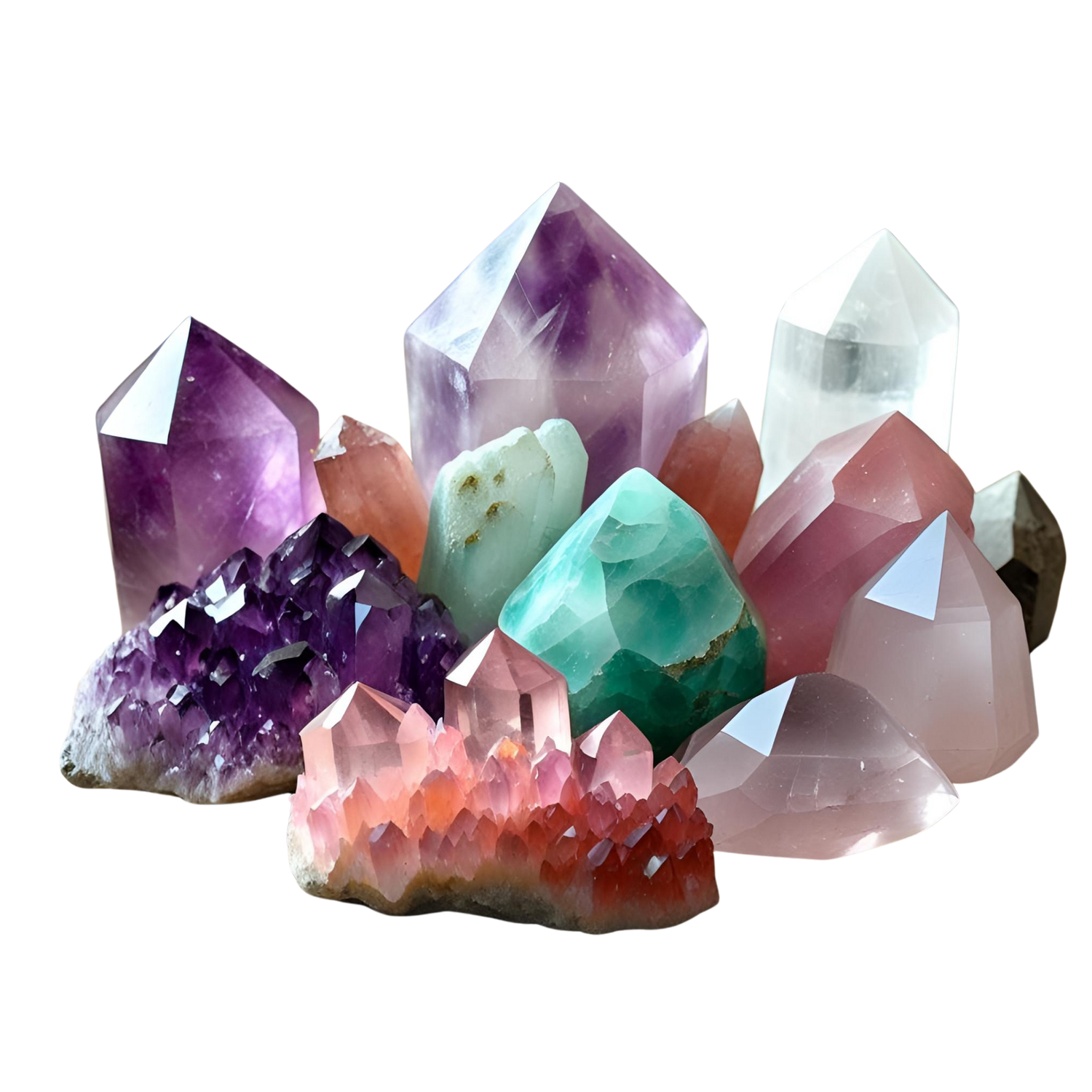  colorful crystals cluster transparent 