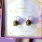 Unakite Statement Round Stud Earrings close-up detail showing natural green and pink stone patterns - handmade wire-wrapped crystal healing jewelry from Sri Lanka for emotional renewal and self-discovery

