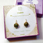 Unakite Statement Round Stud Earrings packaging with crystal meaning card - handcrafted wire-wrapped healing jewelry gift from Sri Lanka featuring natural unakite stone for emotional healing, insight, and balance

